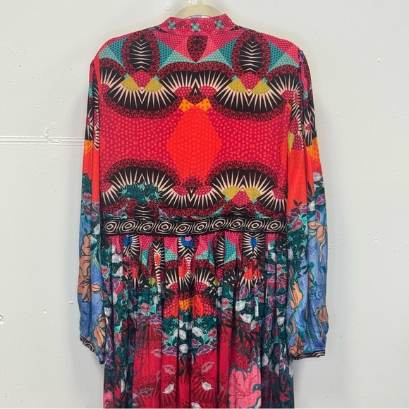 NWT $228 Anthropologie x Bhanuni by Jyoti BohoPatterned Maxi Dress Slits Size 14 - Picture 7 of 15